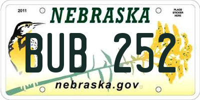 NE license plate BUB252
