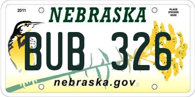 NE license plate BUB326
