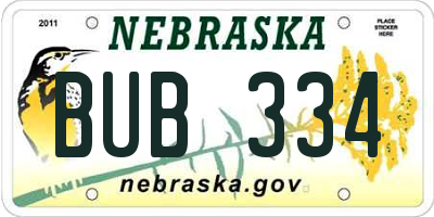 NE license plate BUB334
