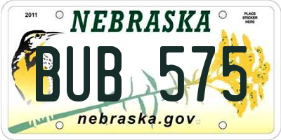 NE license plate BUB575