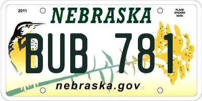 NE license plate BUB781