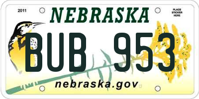 NE license plate BUB953