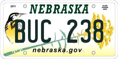 NE license plate BUC238