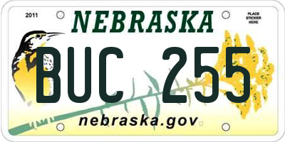 NE license plate BUC255
