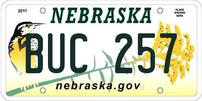 NE license plate BUC257