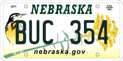 NE license plate BUC354