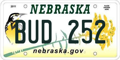 NE license plate BUD252