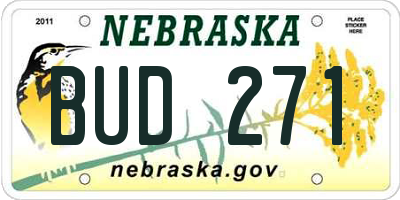 NE license plate BUD271