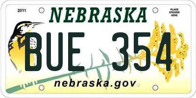 NE license plate BUE354