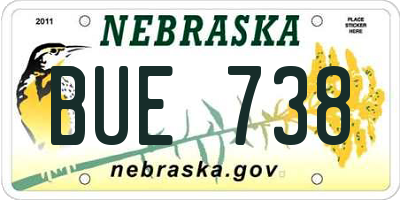 NE license plate BUE738