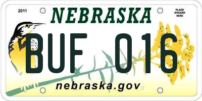 NE license plate BUF016