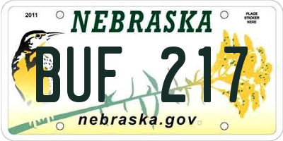 NE license plate BUF217