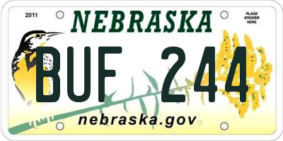 NE license plate BUF244