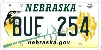 NE license plate BUF254