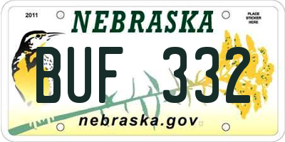 NE license plate BUF332