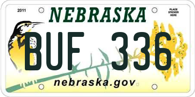 NE license plate BUF336