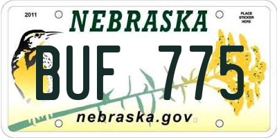 NE license plate BUF775