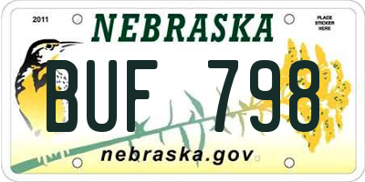 NE license plate BUF798