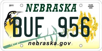 NE license plate BUF956