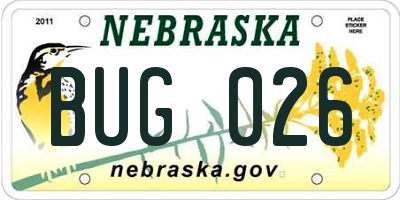 NE license plate BUG026