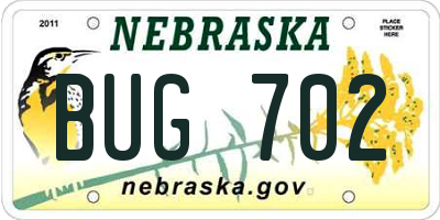NE license plate BUG702