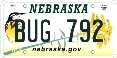 NE license plate BUG792