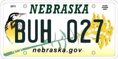 NE license plate BUH027