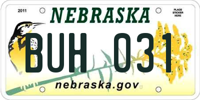 NE license plate BUH031