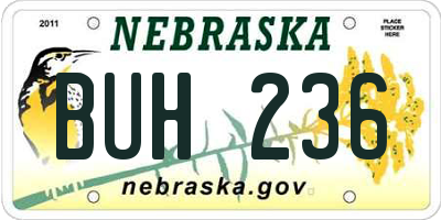 NE license plate BUH236