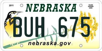 NE license plate BUH675