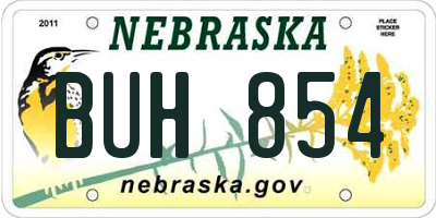 NE license plate BUH854