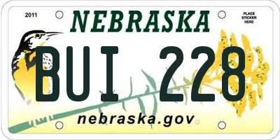 NE license plate BUI228