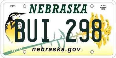 NE license plate BUI298