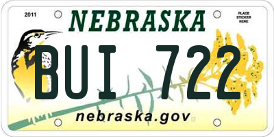 NE license plate BUI722