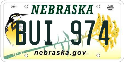 NE license plate BUI974