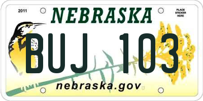 NE license plate BUJ103