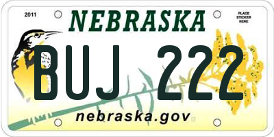 NE license plate BUJ222