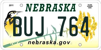 NE license plate BUJ764