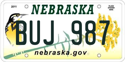 NE license plate BUJ987