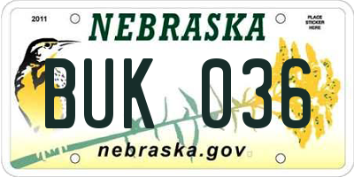 NE license plate BUK036