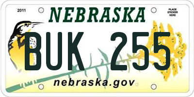 NE license plate BUK255