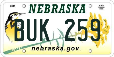 NE license plate BUK259