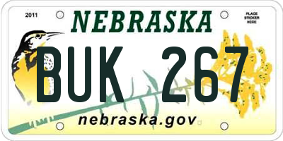 NE license plate BUK267