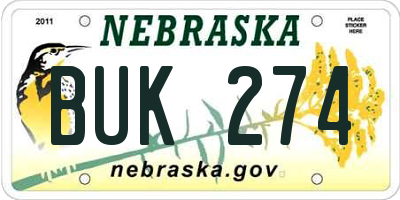 NE license plate BUK274