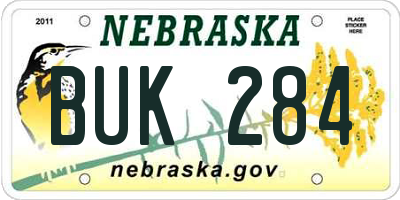 NE license plate BUK284