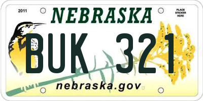 NE license plate BUK321