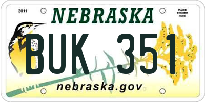 NE license plate BUK351