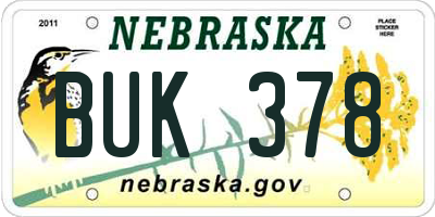 NE license plate BUK378