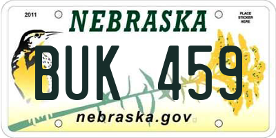 NE license plate BUK459