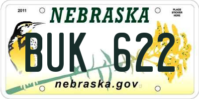NE license plate BUK622